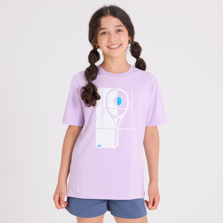 Kids Australian Open Racquet T-Shirt Purple