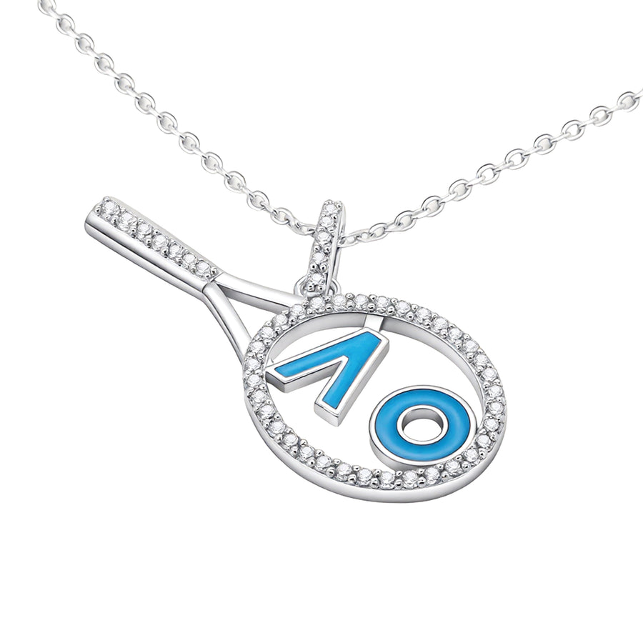 Australian Open Racquet & Heart Necklace Silver