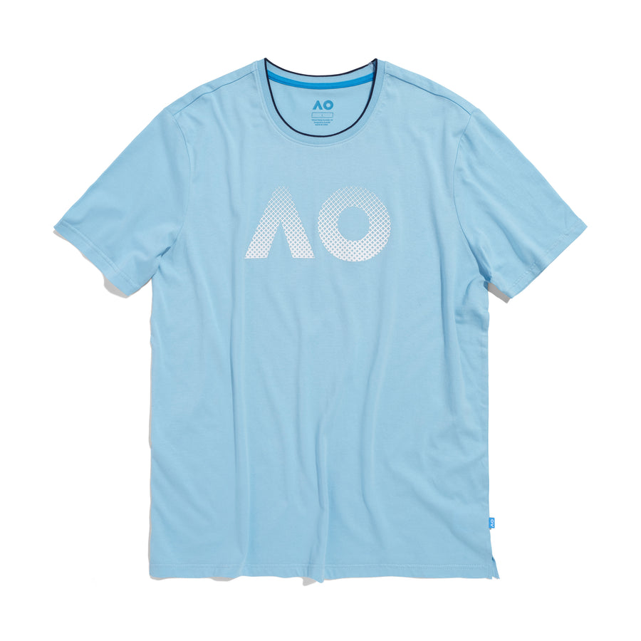 Men's Australian Open Textured Logo T-Shirt Light Blue