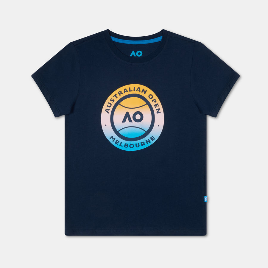 Girls Australian Open Round Logo T-Shirt Navy