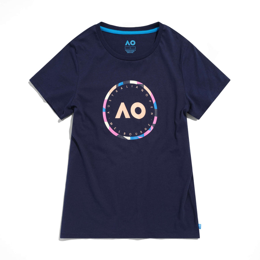 Girls Australian Open Round Logo T-Shirt Navy