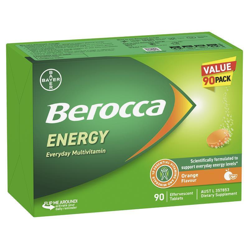 Berocca Energy Orange 90 Effervescent Tablets