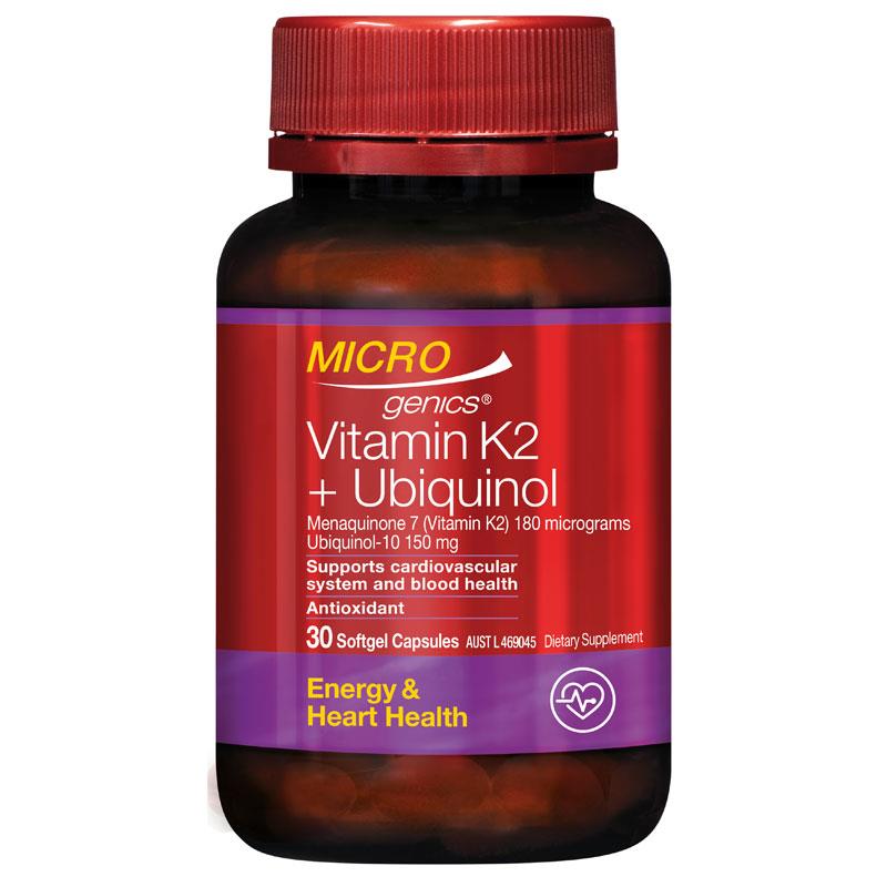 Microgenics Vitamin K2 + Ubiquinol 30 Softgel Capsules