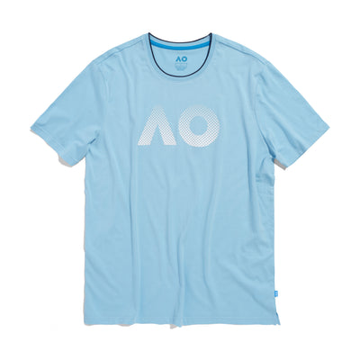 Men's Australian Open Textured Logo T-Shirt Light Blue