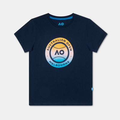 Girls Australian Open Round Logo T-Shirt Navy