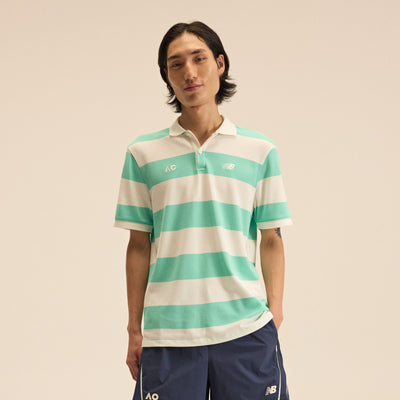 Men's Striped Polo Green