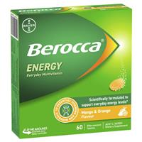 Berocca Energy Mango And Orange 60 Effervescent Tablets Exclusive Size