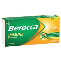 Berocca Immune Daily Defence Lemongrass & Ginger 30 Effervescent Tablets