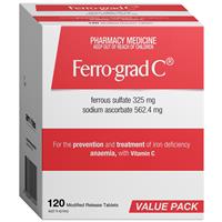 Ferro-Grad Iron & Vitamin C 120 Tablets Exclusive Size