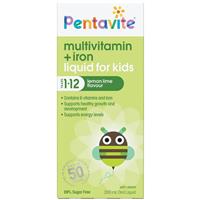 Pentavite Multivitamin + Iron Kids Liquid Lemon Lime 200ml